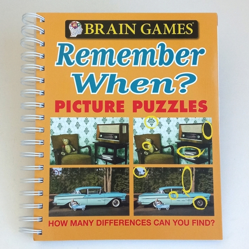 Adult Brain Games Remember When Picture Puzzles Spiral Binder Activity Game Book